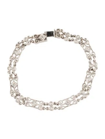 Pre-owned Bracelet 14k Diamond Filigree Link , 6.25" In Multi