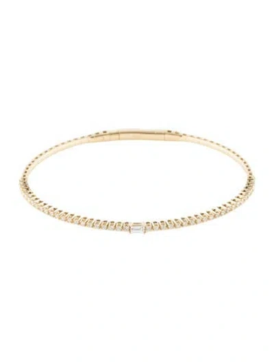 Pre-owned Bracelet 14k Diamond Flex Bangle , 6.5" In Multi