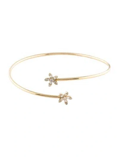 Pre-owned Bracelet 14k Diamond Flexible Cuff Bangle, 7" In Multi