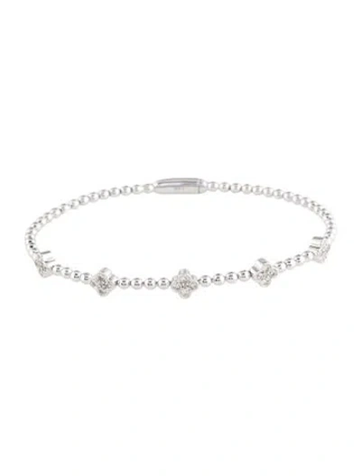 Pre-owned Bracelet 14k Diamond Floral Bangle , 6.5" In Multi