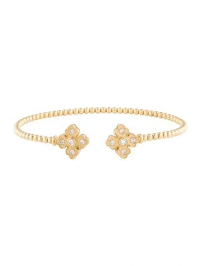 Pre-owned Bracelet 14k Diamond Floral Flex Cuff , 7.25" In Multi
