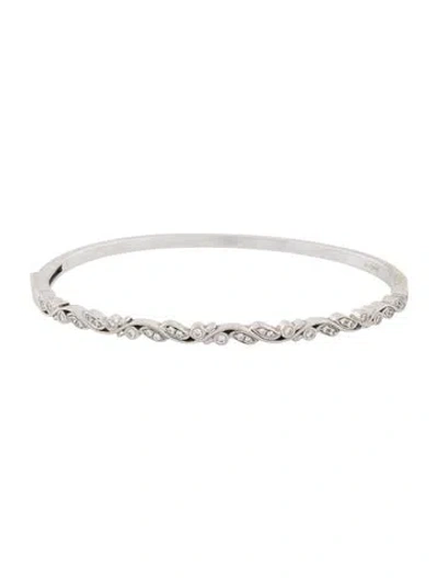 Pre-owned Bracelet 14k Diamond Floral Hinged Bangle , 6.25" In Multi