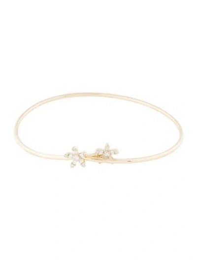 Pre-owned Bracelet 14k Diamond Flower Bypass , 7" In Multi