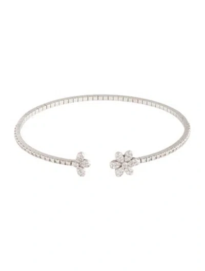 Pre-owned Bracelet 14k Diamond Flower Cuff , 6.75" In Multi