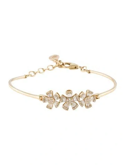 Pre-owned Bracelet 14k Diamond Flower Link , 7.25" In Multi