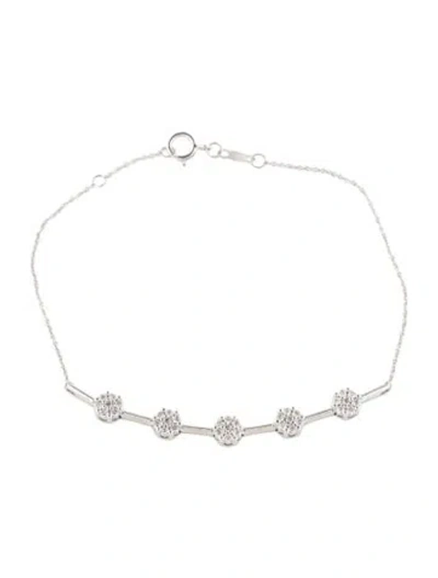 Pre-owned Bracelet 14k Diamond Flower Link , 7.75" In Multi