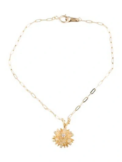 Pre-owned Bracelet 14k Diamond Flower Station , 6.5" In Multi