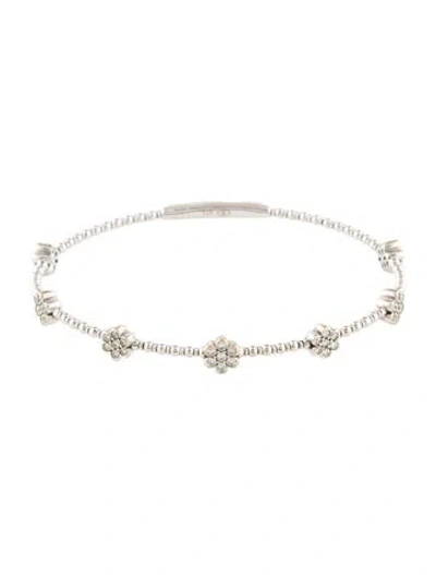 Pre-owned Bracelet 14k Diamond Flower Station , 6.75" In Multi