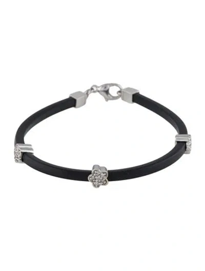 Pre-owned Bracelet 14k Diamond Flower Station , 7" In Multi