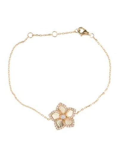 Pre-owned Bracelet 14k Diamond Flower Station , 7" In Multi