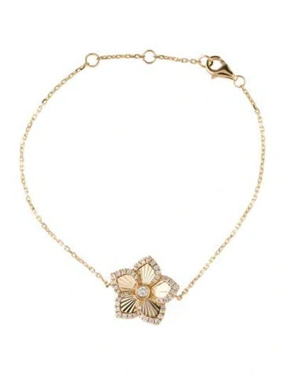 Pre-owned Bracelet 14k Diamond Flower Station  W/ Tags, 7" In Multi