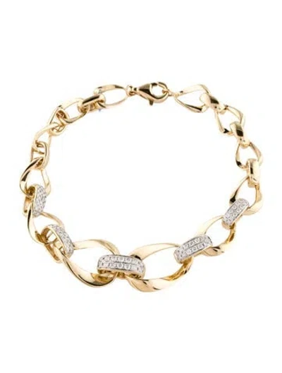 Pre-owned Bracelet 14k Diamond Graduated Chain Link , 6.75" In Multi