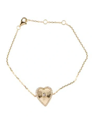 Pre-owned Bracelet 14k Diamond Heart , 7" In Multi