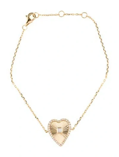 Pre-owned Bracelet 14k Diamond Heart , 7" In Multi