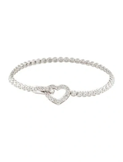 Pre-owned Bracelet 14k Diamond Heart Clasp Link , 7" In Multi