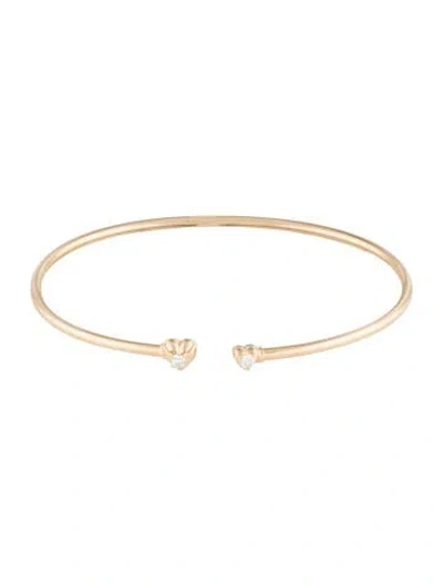 Pre-owned Bracelet 14k Diamond Heart Flexible Cuff , 6.5" In Multi