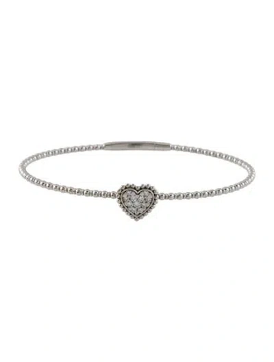 Pre-owned Bracelet 14k Diamond Heart Single Station Bangle , 6.25", 6.25" In Multi