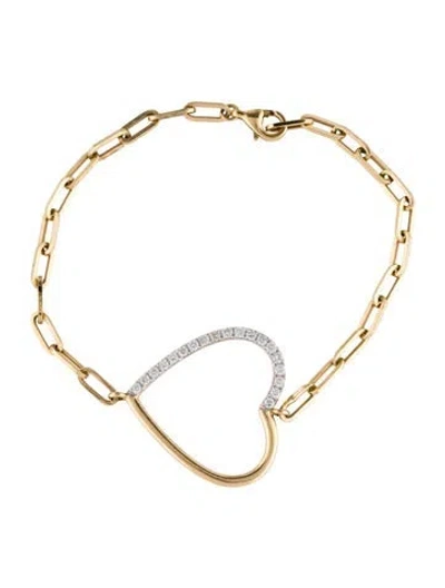 Pre-owned Bracelet 14k Diamond Heart Station , 6.5" In Multi