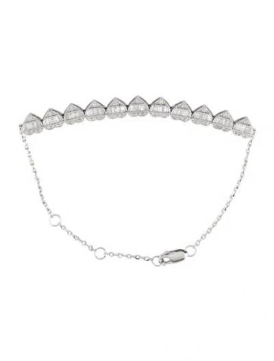 Pre-owned Bracelet 14k Diamond Heart Station , 6.75", 6.75" In Multi
