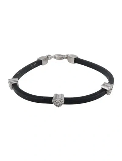 Pre-owned Bracelet 14k Diamond Heart Station , 7" In Multi
