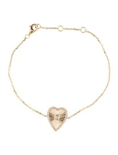 Pre-owned Bracelet 14k Diamond Heart Station , 7" In Multi