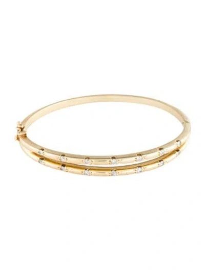 Pre-owned Bracelet 14k Diamond Hinged Bangle, 6.25" In Multi
