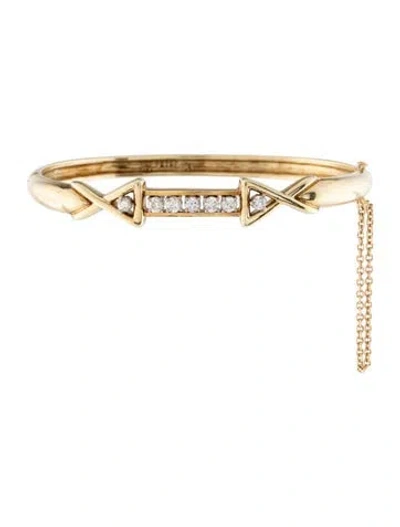 Pre-owned Bracelet 14k Diamond Hinged Bangle, 6.25" In Multi
