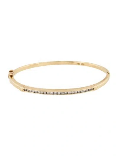 Pre-owned Bracelet 14k Diamond Hinged Bangle, 6.75" In Multi