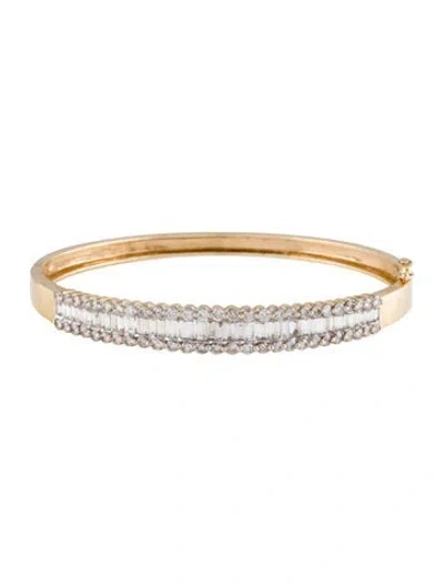 Pre-owned Bracelet 14k Diamond Hinged Bangle, 6.75" In Multi