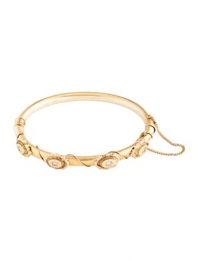 Pre-owned Bracelet 14k Diamond Hinged Bangle , 6.5" In Multi