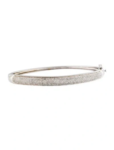 Pre-owned Bracelet 14k Diamond Hinged Bangle , 6.75" In Multi