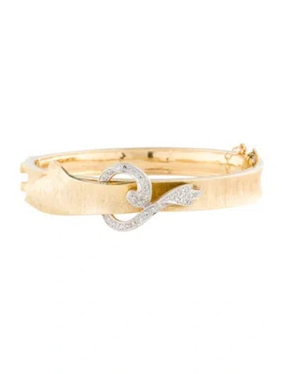 Pre-owned Bracelet 14k Diamond Hinged Bangle , 7" In Multi