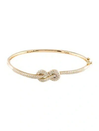 Pre-owned Bracelet 14k Diamond Knot Bangle , 7" In Multi