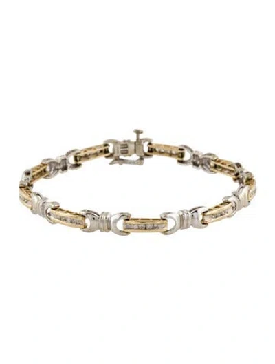 Pre-owned Bracelet 14k Diamond Link , 6.75" In Multi