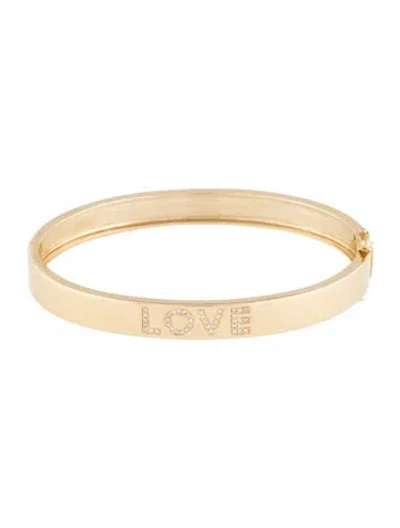 Pre-owned Bracelet 14k Diamond 'love' Bangle , 6.25" In Multi