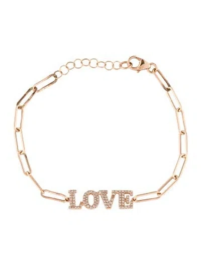 Pre-owned Bracelet 14k Diamond Love Paperclip , 6.75" In Multi