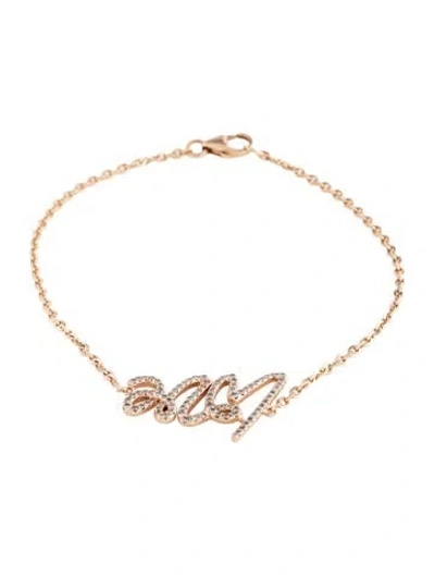 Pre-owned Bracelet 14k Diamond 'love' Station , 7" In Multi