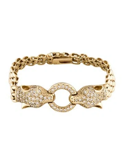 Pre-owned Bracelet 14k Diamond Panther Link , 6.75" In Multi