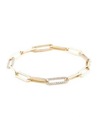 Pre-owned Bracelet 14k Diamond Paperclip Link , 6.5" In Multi