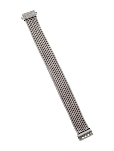 Pre-owned Bracelet 14k Diamond Pave Clasp Multistrand