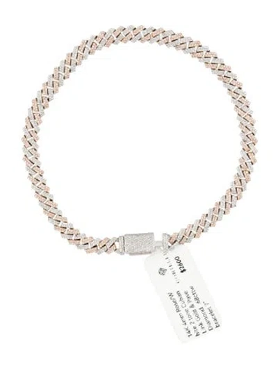 Pre-owned Bracelet 14k Diamond Pavé Curb Link , 8" In Multi