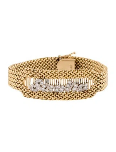 Pre-owned Bracelet 14k Diamond Pavé 'sondra' Link, 6.5" In Multi