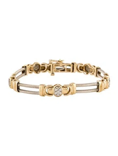 Pre-owned Bracelet 14k Diamond Pavé Station , 6.75" In Multi