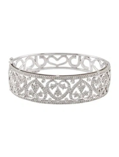 Pre-owned Bracelet 14k Diamond Scrollwork Hinged Bangle , 6.25" In Multi