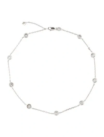 Pre-owned Bracelet 14k Diamond Station Anklet In Multi