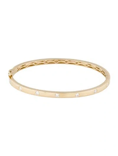 Pre-owned Bracelet 14k Diamond Station Bangle , 6.5" In Multi