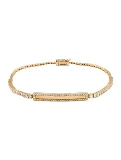 Pre-owned Bracelet 14k Diamond Station Bar , 7" In Multi
