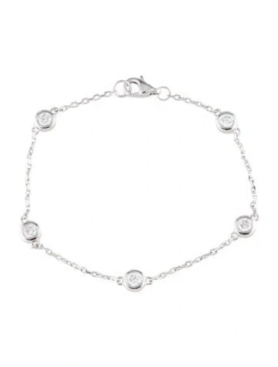 Pre-owned Bracelet 14k Diamond Station , 5.75" In Multi