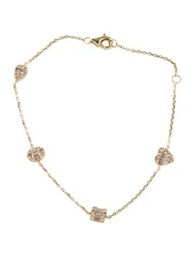 Pre-owned Bracelet 14k Diamond Station , 6.75" In Multi