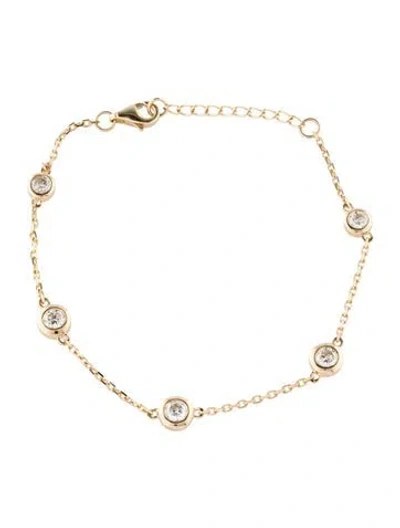 Pre-owned Bracelet 14k Diamond Station , 6.75" In Multi